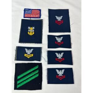 Vintage US Navy Patch Lot Rating Badges Flag Anchor Insignia 9pc
